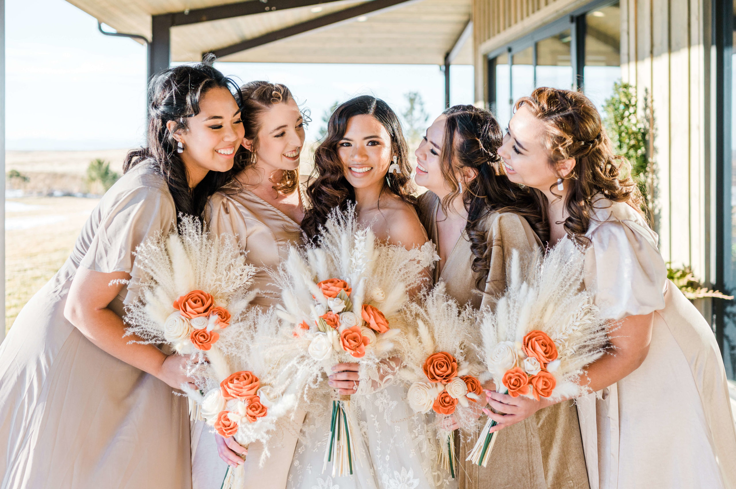 Bride and Bridesmaids after getting ready at Bonnie Blues Event Venue