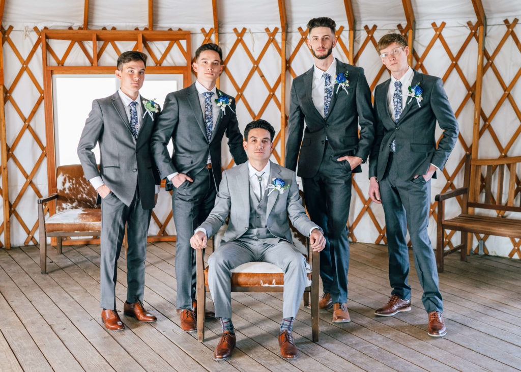Groomsmen in grooms suite at Chatfield Farms a Denver Botanic Gardens Wedding