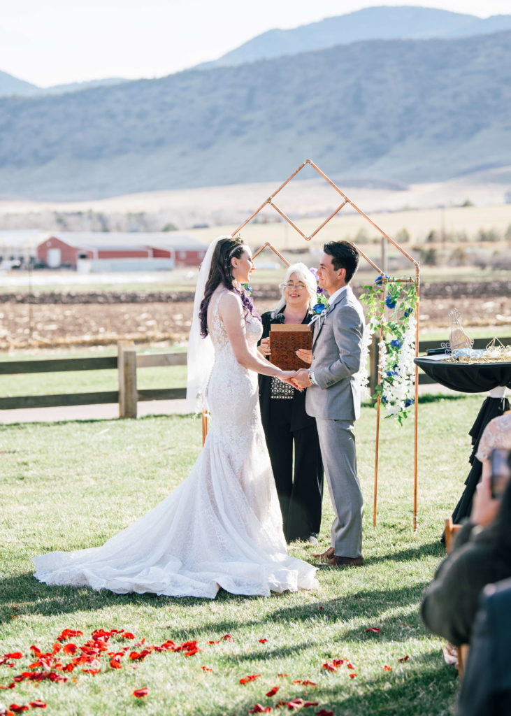 Bride and Groom at Denver Botanic Gardens Wedding by Erin Winter Photography