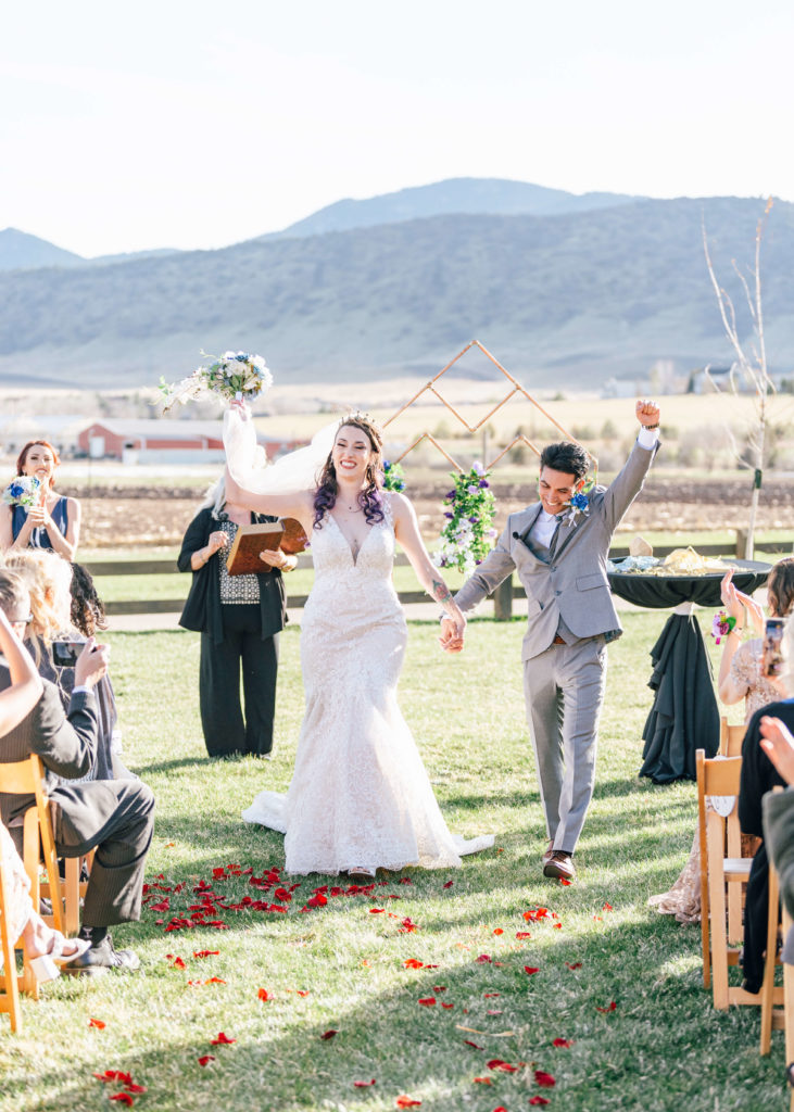 Celebrating after getting married at Denver Botanic Gardens Wedding by Erin Winter Photography