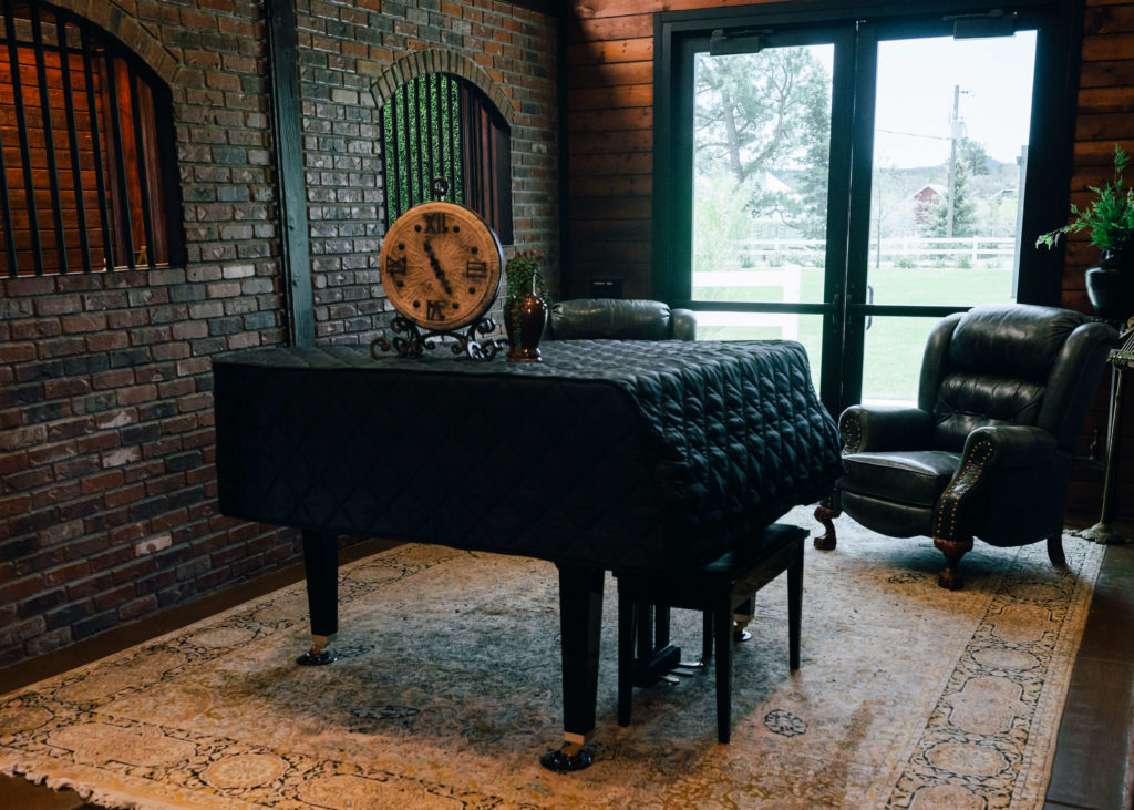 baby grand piano at Crooked Willow Farms Wedding