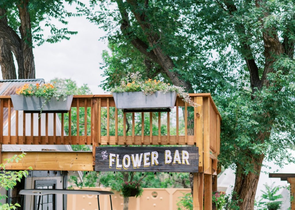 Flower bar at hillside gardens wedding