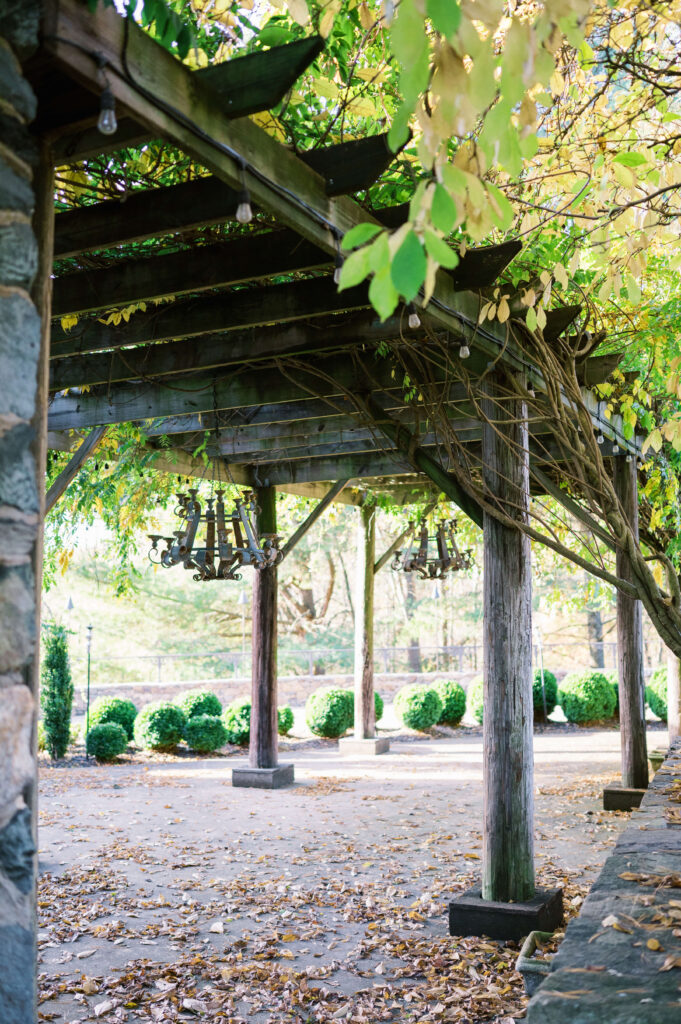 The trellis and patio at Tranquility Farm add an almost European flair to your wedding